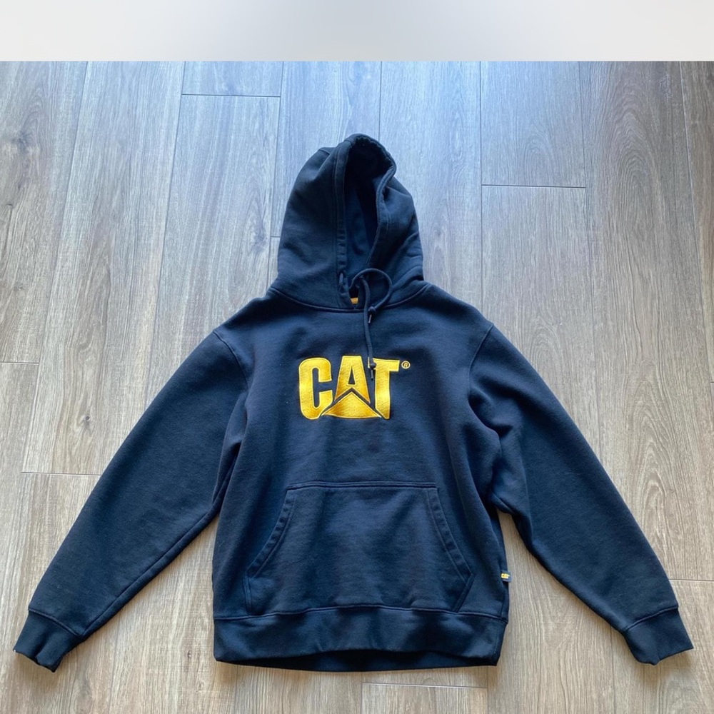 Caterpillar Black Hoodie for Cats with Gold Logo